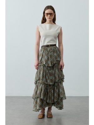 Fahhar Çok Parçalı Ekose Etek Yeşil