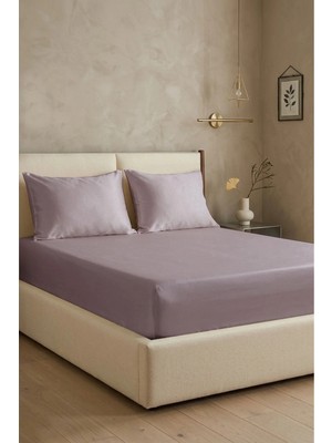 First Choice %100 Pamuk Saten 200 Tc (80 Tel) Lastikli Çarşaf Seti Leylak