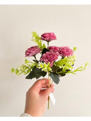 Yasima Şimşir Aranjmanlı Yapay 5 Kafalı Gül Kurusu Karanfil Ev Dekorasyon Çiçeği