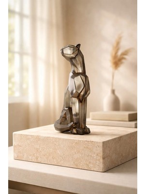 Modern Tasarım Kübik Büyük Boy Çita Heykeli Biblo