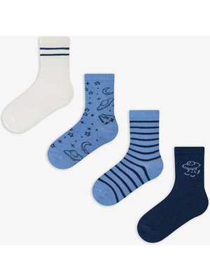 Penti Mavi Erkek Çocuk Space Blues 4 'lü Soket Çorap