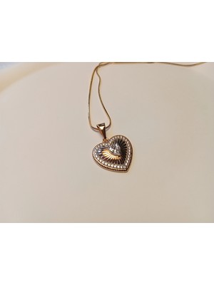 Xuping Jewelry Rose Gold Kalp Madalyon Kolye - 45 cm