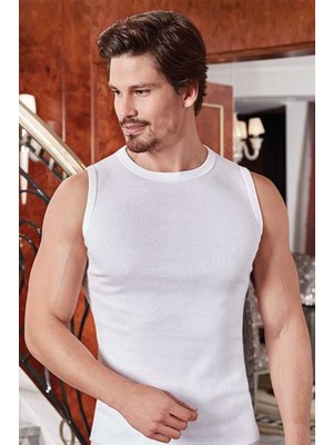 Berrak 1012 Erkek Ribana Kolsuz Atlet Beyaz Pamuklu Nefes Alabilir Esnek Kumaş Özellikli