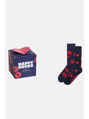 Happy Socks - Lacivert Sevgililer Günü Temalı 2\'li Çorap Hediye Seti