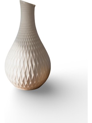 Modern Dekoratif Vazo – Minimal Tasarım Kabartmalı Beyaz Vazo