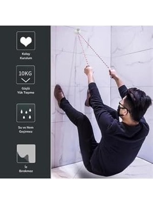 Süper Güçlü Yapışkanlı Suya Dayanıklı Şeffaf Askı 5li Set Yeniden Kullanılabilir Kancalar Gri