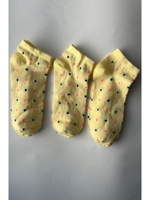 Admera Premium Admera 3’lü Kadın Pamuklu Sneaker Desenli Babet Günlük Spor Çorap 36-40