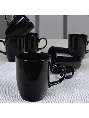 Uravas Store Keramika Bulut Kupa, Siyah, 9 Cm, 6 Adet