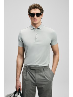 Lufian Spencer Hi- Tech Performance Dikişsiz Polo Tişört Açık Gri
