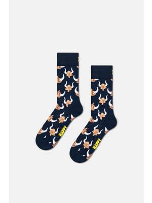 Happy Socks - Lacivert Vıkıng Kaskı Desenli Çorap