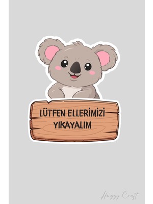 Huggy Craft Sevimli Koala Sticker Ellerimizi Yıkayalım Etiketi