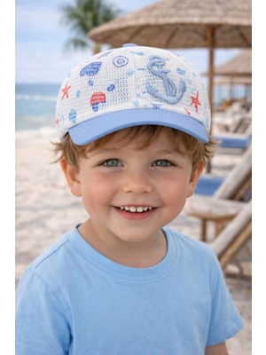 Aydın Şapkacınız 1-3 Yaş Erkek Çocuk Yazlık Fileli Şapka Ayarlanabilir Cırtlı Hafif Nefes Alabilen Güneşlik Kep