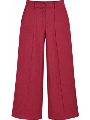 Mixray 4773 Kadın Pileli Palazzo Pantolon Bordo