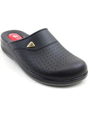 Ceyo Kadın Terlik Suni Deri Siyah Düz Taban Slip-On Ev Kullanımı İçin Rahat Tasarım