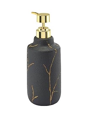 Uravas Store Nicole Miller Losyon Pompası/sabunluk, Reçine Tezgah Aksesuarları, Sidney Koleksiyonu Siyah/altın