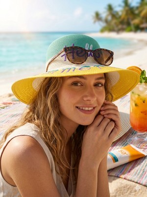 Şapkacımadam Kadın Renkli Hasır Şapka