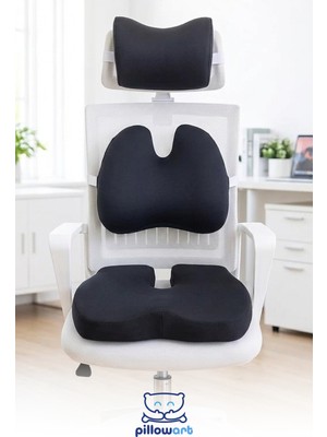 Pillowart Ergonomik 3’lü Destek Seti: Bel, Boyun ve Oturma Minderi