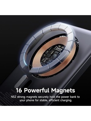 MC-4651 10000MAH 20W Metal Ultra Ince Manyetik Kablosuz Powerbank - Siyah