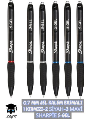 Sharpie S-Gel 0.7 mm Mürekkepli Basmalı Jel Kalem 3 Renk Mavi Siyah Kırmızı