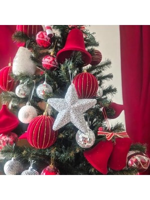 Yılbaşı Ağaç Süsü 15CM Luks Yıldız Gümüş AST7214