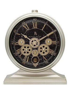 Uravas Store Serisi Antik Eskitme Kadranlı Döner Çarklı 32X28 cm Ev Ofis Masa Duvar Saati Roma Rak