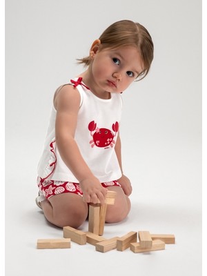 Mayoral Kız Bebek T-Shirt Şort Takım Kırmızı 01210