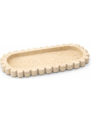 Doremcy Oval Dalgalı Sunum Tabağı - Çok Amaçlı Dekoratif Çeyizlik Sunumluk 15X29 cm