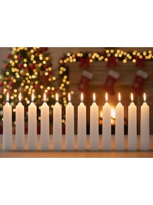 10’lu Beyaz Dilek Mumu Seti – Kaliteli ve Pürüzsüz Dış Yapılı, Içten Yanan Fitilli, Silindir Blok Tasarımlı, Dekoratif ve Ritüel Kullanımına Uygun Mumlar