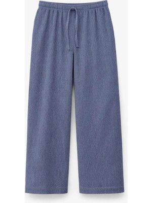 Mixray 4584 Kadın Beli Lastikli Örme Şalvar Pantolon Indigo