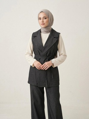 Foremia Yaka Detay Yelek-Siyah -