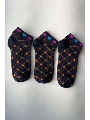 Admera Premium Admera 3’lü Kadın Pamuklu Sneaker Desenli Babet Günlük Spor Çorap 36-40