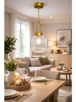 Minimal Intense Exclusive One Golden Transparent Plafonyer Cam Avize