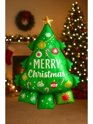 Yılbaşı Ağacı Süsleri 1 Adet Yılbaşı Hediye Paketi Süsü Folyo Balon 80-55 cm