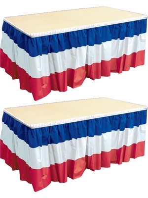 Plastik Masa Etekleri 2 Parça Kendinden Yapışkanlı 4 Temmuz Sofra Takımı, Bağımsızlık Günü Dekorasyonları, 73,6 cm x 14 ', Kırmızı/beyaz/mavi