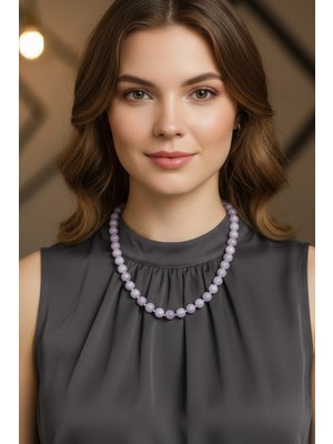 Pozitif Doğal Taş 10 mm Pembe Kunzit Kristali Fonksiyonel Kolye 601-2