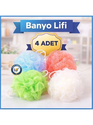 Nistabolje Banyo Lifi 4 Adet Renkli Vücut Kesesi Yumuşak Lif ile Temizliği Hissedin