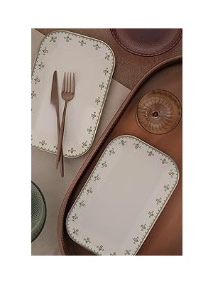 Uravas Store Kütahya Porselen Bone Minas 2 Parça 26X17 Santimetre Kayık Tabak, Goblen