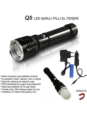 MegaSepet Flaşörlü Uzun Mesafeli Şarjlı Pilli Mıknatıslı El Feneri WT-282