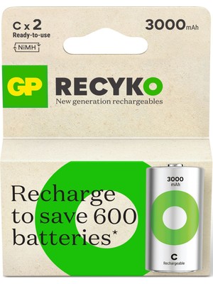  3000 mah orta boy şarjlı pil c boy gp300chcbmtr-2eb2 (2 li paket)