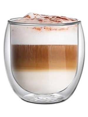 Uravas Store Leggno Vetro Borosilikat Çift Camlı Latte Bardağı 400ML (2AD)