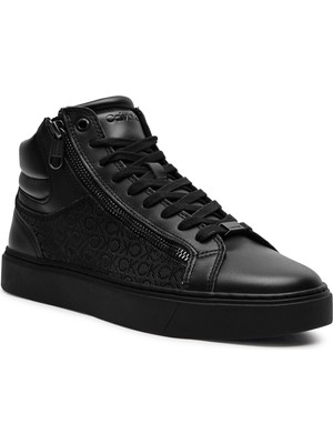 Calvin Klein High Top Lace Up W/ Zip Mono Triple Black Mono HM0HM01556 0gt Erkek Sneaker