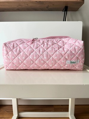 Tadsy Pembe Kurdele Desenli %100 Pamuk Saç Şekillendirici | 38X12X14 cm | Seyahat Organizer