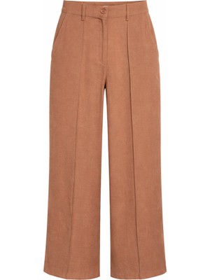 Mixray 4773 Kadın Pileli Palazzo Pantolon Açık Kahve