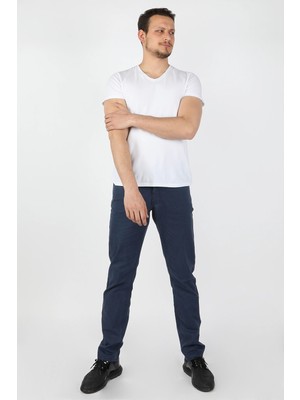 Balins 5 Cep Gabardin Pantolon Erkek Normal Bel Düz Paça 30/34 Lacivert Günlük Stil