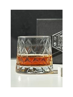 Uravas Store Hediyesepeti Özel Kutusunda Kristal Desenli Viski Kadeh Seti Viski Taşı Bardak Set