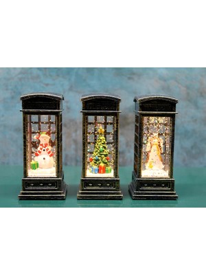 Olinea Telefon Kulübeli Işıklı Kar Küresi Siyah Tasarım