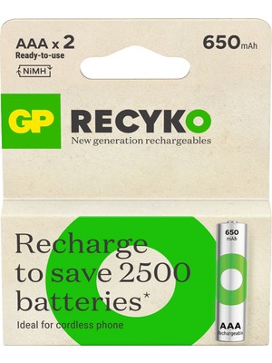  aaa 650 mah şarjlı ınce kalem pil 2 li paket gp65aaahchp-bu2