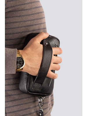 Westbag Unisex Hakiki Dana Derisi El Geçmeli Portföy Çanta Premium Kalite Günlük Clutch Siyah