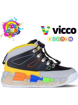 Vicco Ellen Phylon Kauçuk Taban Ortopedik Işıklı Çocuk Bot Siyah