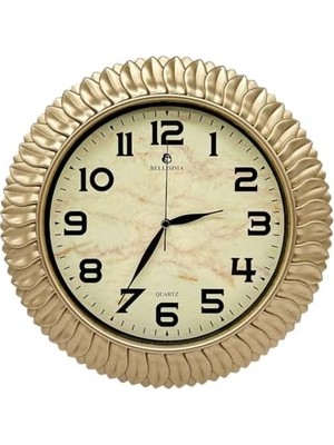 BL-1074 Serisi Klasik Kadran Yaprak Desenli Sessiz Akar 30 cm Duvar Saati